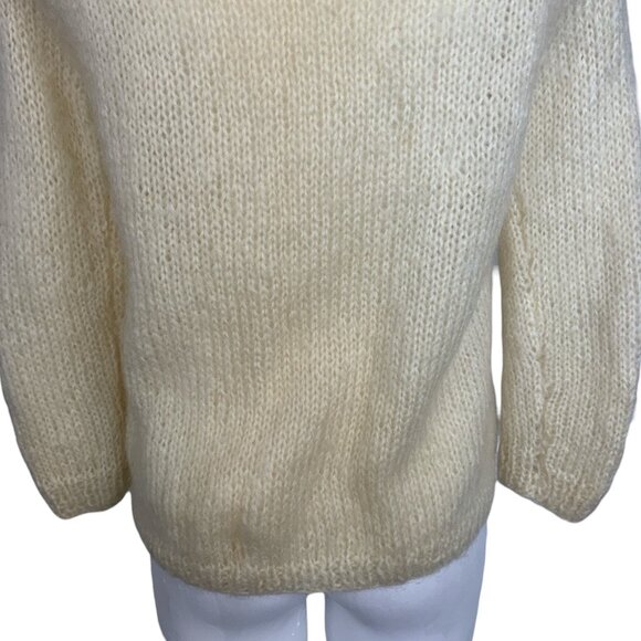 Vintage Wool Mohair Cardigan Sweater S Cream Floral Italy - Picture 12 of 14